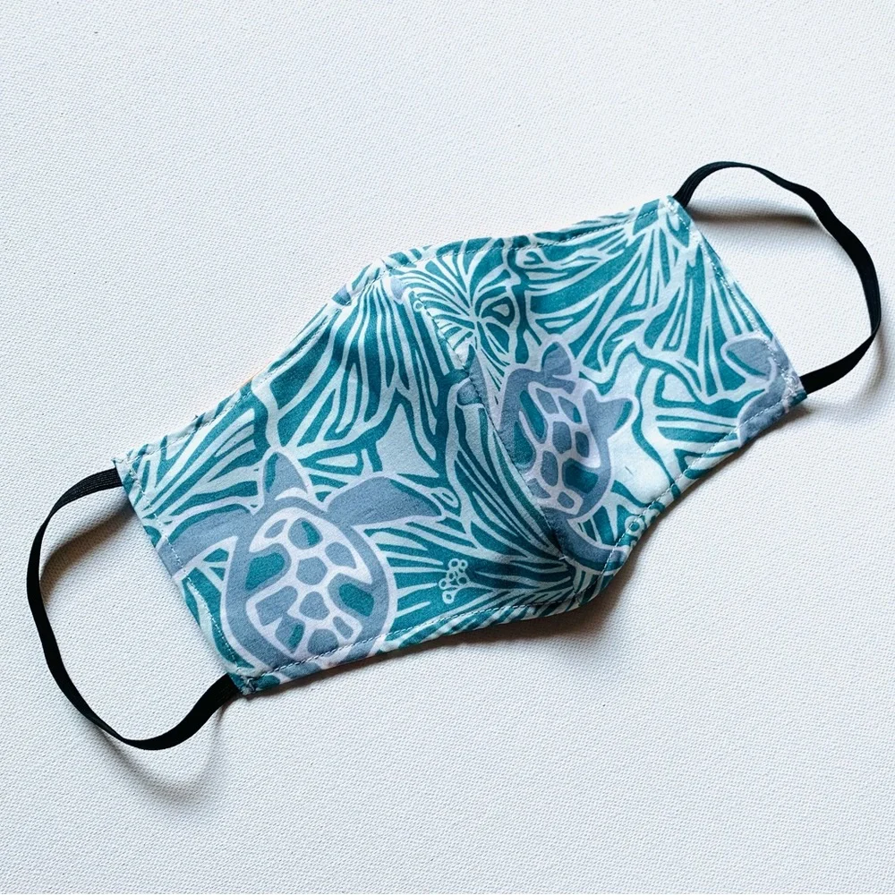 NEW Handmade Teal Turtle Print Face Mask